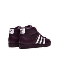 Baskets montantes en cuir pourpre foncé adidas