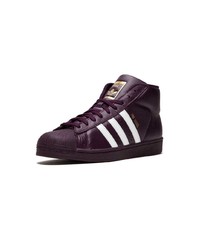 Baskets montantes en cuir pourpre foncé adidas