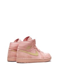 Baskets montantes en cuir roses Nike