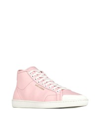 Baskets montantes en cuir roses Saint Laurent