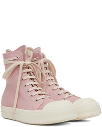 Baskets montantes en cuir roses Rick Owens DRKSHDW