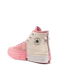 Baskets montantes en cuir roses Converse