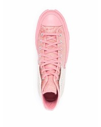 Baskets montantes en cuir roses Converse