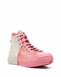 Baskets montantes en cuir roses Converse