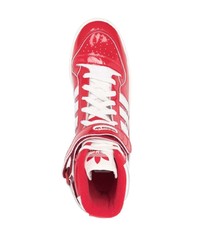 Baskets montantes en cuir rouge et blanc adidas