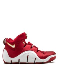 Baskets montantes en cuir rouge et blanc Nike