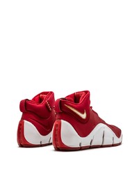 Baskets montantes en cuir rouge et blanc Nike