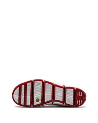 Baskets montantes en cuir rouge et blanc Nike