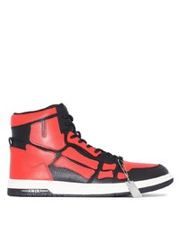 Baskets montantes en cuir rouge et noir Amiri