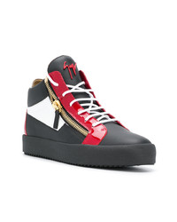 Baskets montantes en cuir rouge et noir Giuseppe Zanotti Design