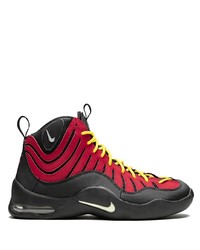 Baskets montantes en cuir rouge et noir Nike