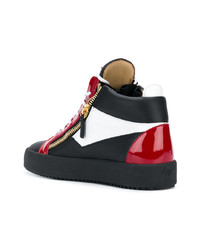 Baskets montantes en cuir rouge et noir Giuseppe Zanotti Design