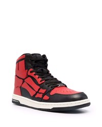 Baskets montantes en cuir rouge et noir Amiri