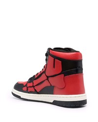 Baskets montantes en cuir rouge et noir Amiri