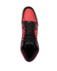 Baskets montantes en cuir rouge et noir Amiri