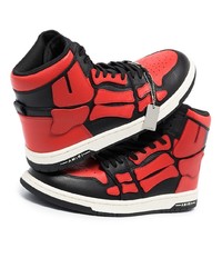 Baskets montantes en cuir rouge et noir Amiri