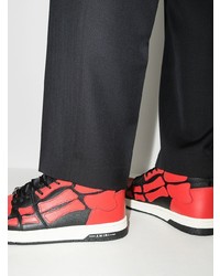 Baskets montantes en cuir rouge et noir Amiri