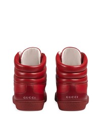 Baskets montantes en cuir rouges Gucci