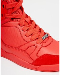 Baskets montantes en cuir rouges DKNY