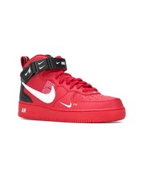 Baskets montantes en cuir rouges Nike