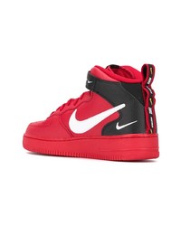 Baskets montantes en cuir rouges Nike