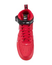 Baskets montantes en cuir rouges Nike