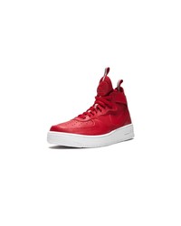 Baskets montantes en cuir rouges Nike