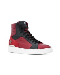 Baskets montantes en cuir rouges Philipp Plein