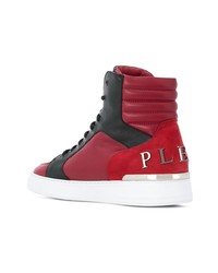 Baskets montantes en cuir rouges Philipp Plein