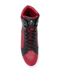 Baskets montantes en cuir rouges Philipp Plein