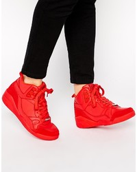 Baskets montantes en cuir rouges DKNY