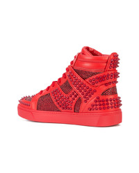 Baskets montantes en cuir rouges Philipp Plein