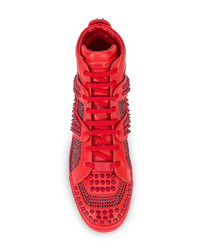 Baskets montantes en cuir rouges Philipp Plein