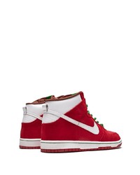 Baskets montantes en cuir rouges Nike