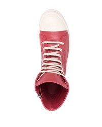 Baskets montantes en cuir rouges Rick Owens