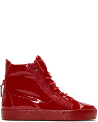 Baskets montantes en cuir rouges Giuseppe Zanotti