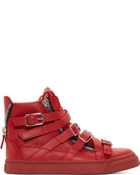 Baskets montantes en cuir rouges Giuseppe Zanotti