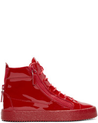 Baskets montantes en cuir rouges Giuseppe Zanotti