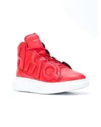 Baskets montantes en cuir rouges Alexander McQueen