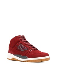 Baskets montantes en cuir rouges Bally