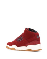 Baskets montantes en cuir rouges Bally