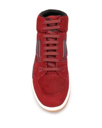 Baskets montantes en cuir rouges Bally