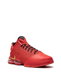 Baskets montantes en cuir rouges Nike