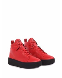 Baskets montantes en cuir rouges Giuseppe Zanotti