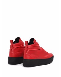 Baskets montantes en cuir rouges Giuseppe Zanotti