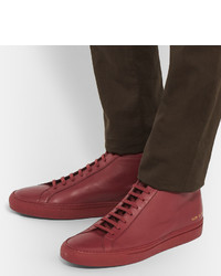 Baskets montantes en cuir rouges Common Projects