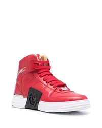 Baskets montantes en cuir rouges Philipp Plein