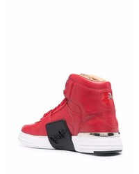 Baskets montantes en cuir rouges Philipp Plein