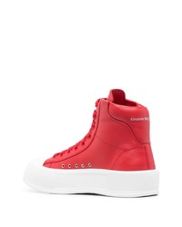 Baskets montantes en cuir rouges Alexander McQueen