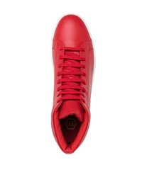 Baskets montantes en cuir rouges Philipp Plein